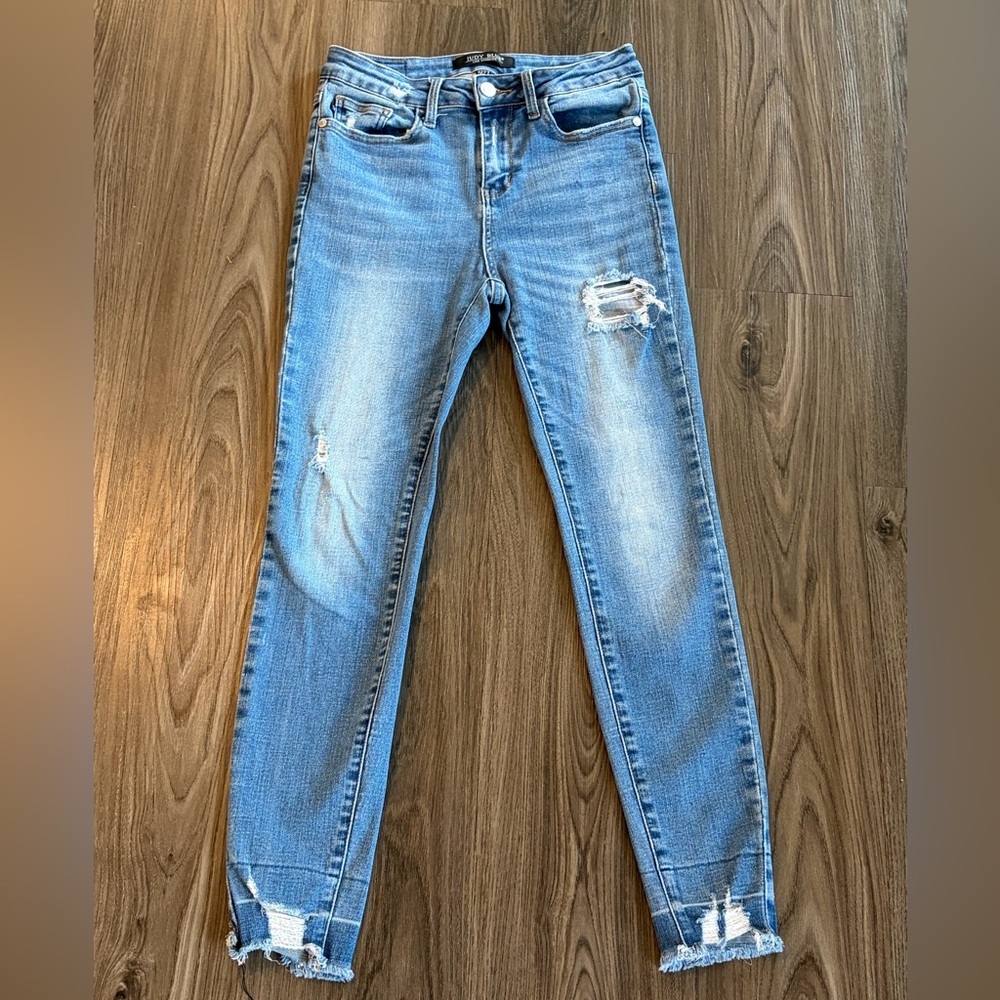 Judy Blue Light Blue Ripped Skinny Jeans